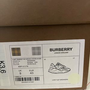 Burberry, Azure Blue Sz 43